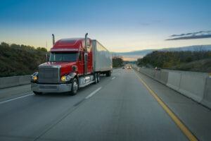 semi driving down the road