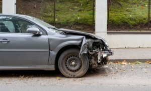 silver smashed car front