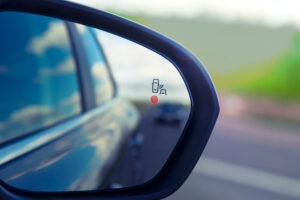 close-up on rearview mirror
