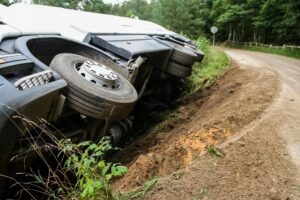 truck in a ditch