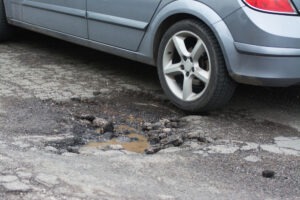 driveway with pothole