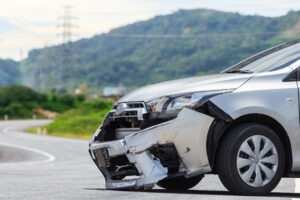 silver car after hit-and-run