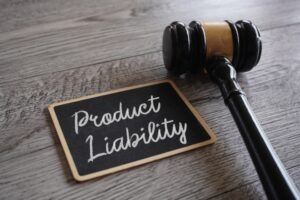 gavel with product liability sign