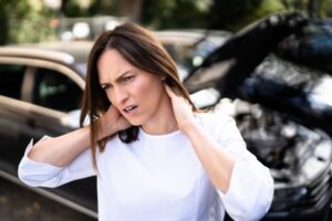 woman with whiplash after a crash