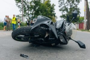 crashed motorcycle on road