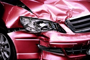 car and motorcycle after a crash