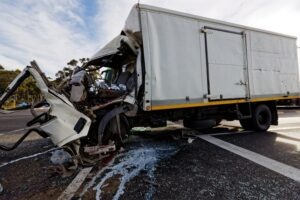 smashed work truck