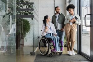 younger woman in wheelchair